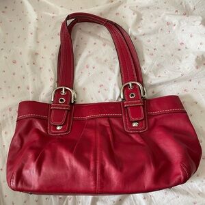 Coach Soho Pleated Red Shoulder Bag
